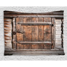 Vintage Tapestry, Rustic Wooden Door of Old Barn in Farmhouse Countryside Village Aged Rural Life Image, Wall Hanging for Bedroom Living Room Dorm Decor, 80W X 60L Inches, Brown, by Ambesonne   